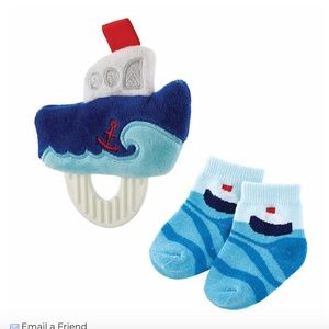 Infant / Baby BOAT Teether and Sock Set